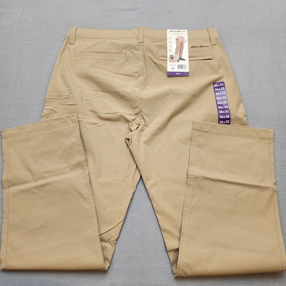 Eddie Bauer Mens Tech Chino Pant Khaki Water Resistant 36x32 NWT